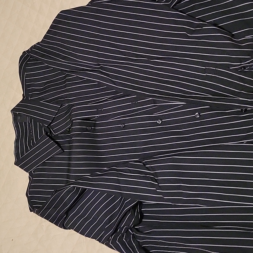 EUC J. Ferrar Dress Shirt Black Grey Black Stripes 3XLT Neck 19-19.5